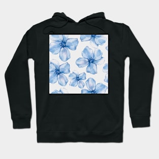 Blue Watercolor Flower Seamless Pattern Hoodie